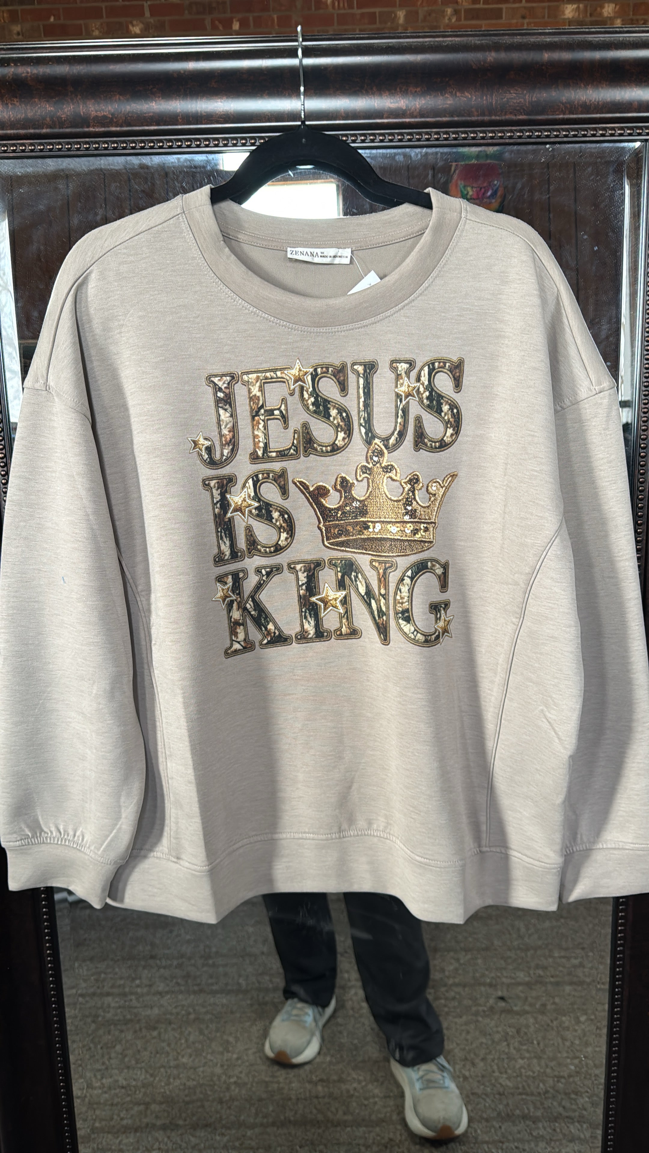 Camo Jesus is King Pullover - Plus