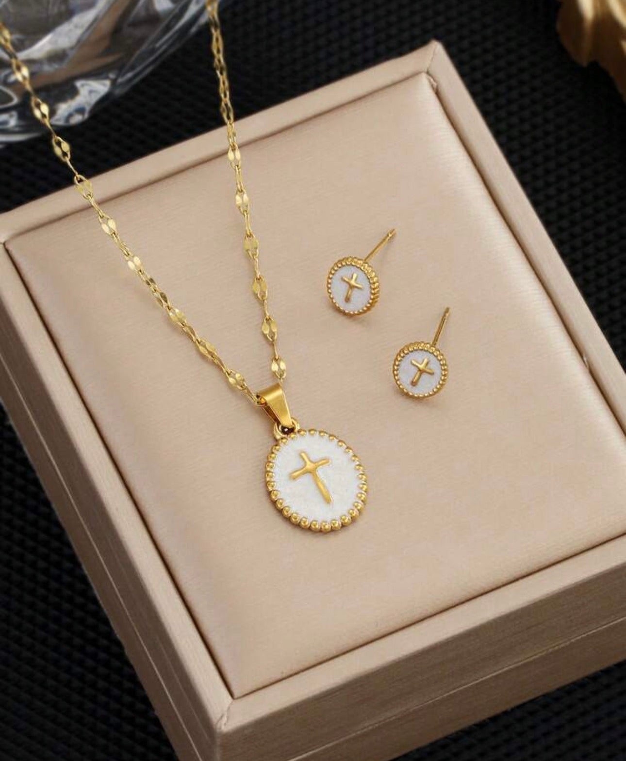 Cross Necklace and Earring Set