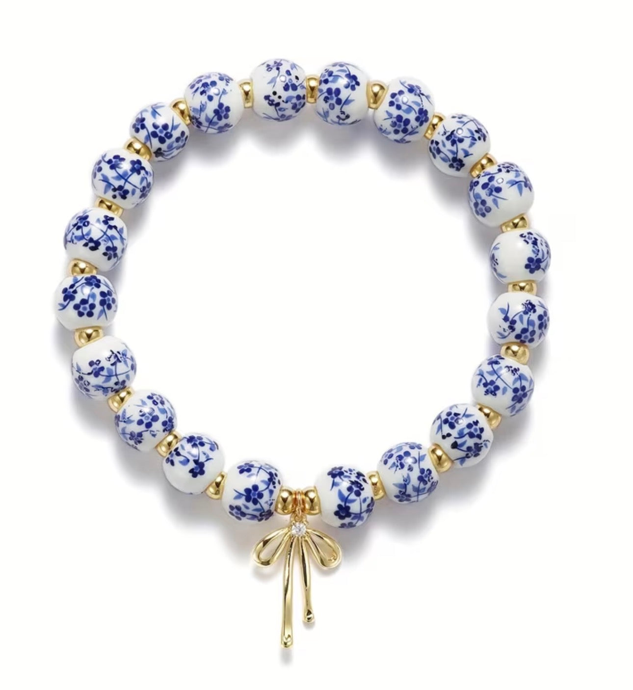 Porcelain Bow Beaded Bracelet