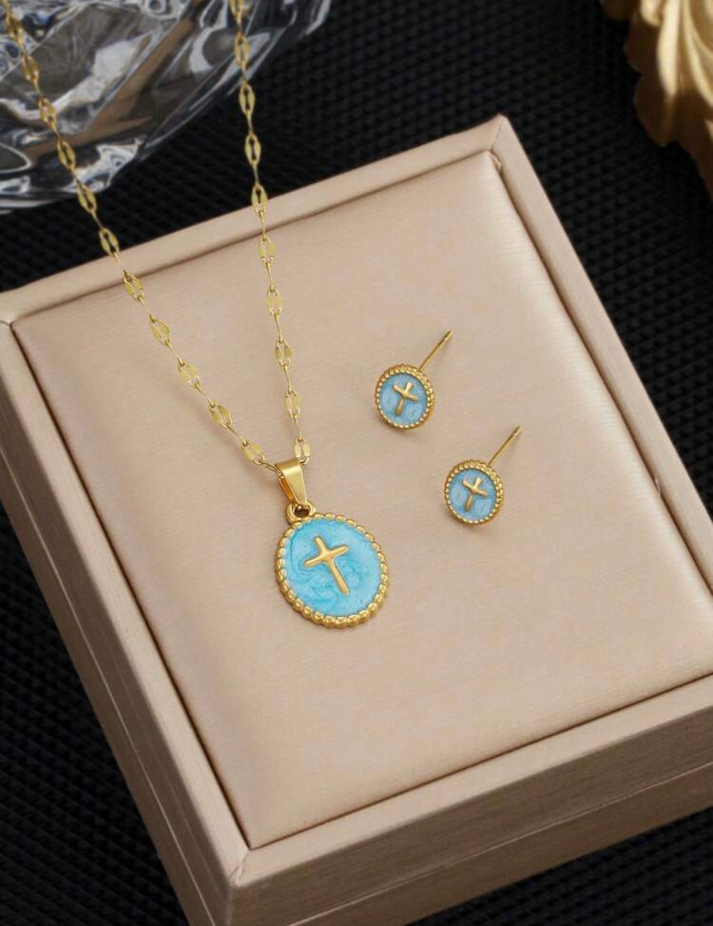 Cross Necklace and Earring Set