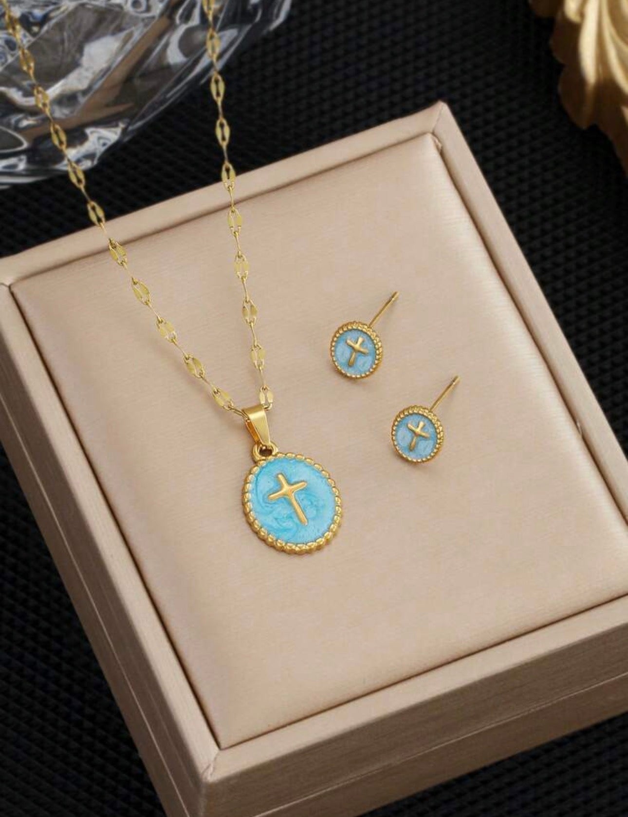 Cross Necklace and Earring Set