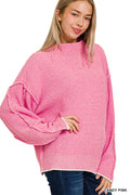 Pink Oversized Raw Seam Sweater