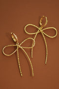 Trendy Gold Bow Knot Earrings, Wire Bow Rope Drops
