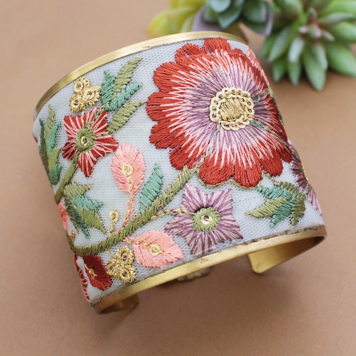 Bloom Embroidered Cuff Bracelet