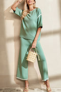 Green Contrast Pant Set
