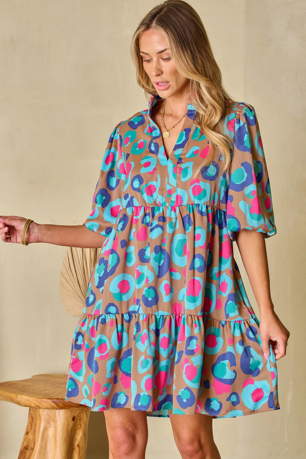 Multicolor Leopard Ruffle Dress