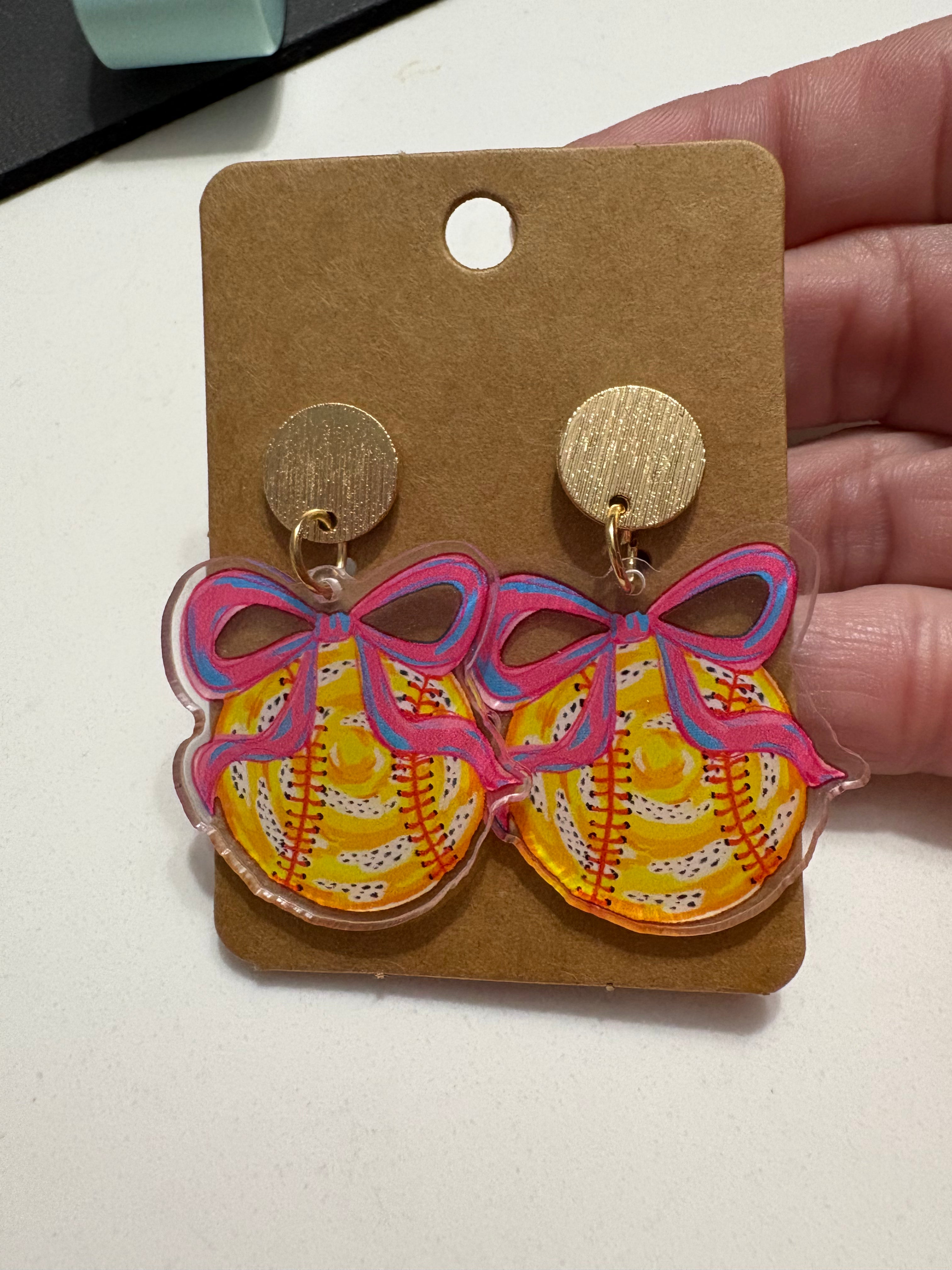 Softball Bow Earrings