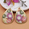 Olive & Pink Floral Fabric Embroidered Earrings