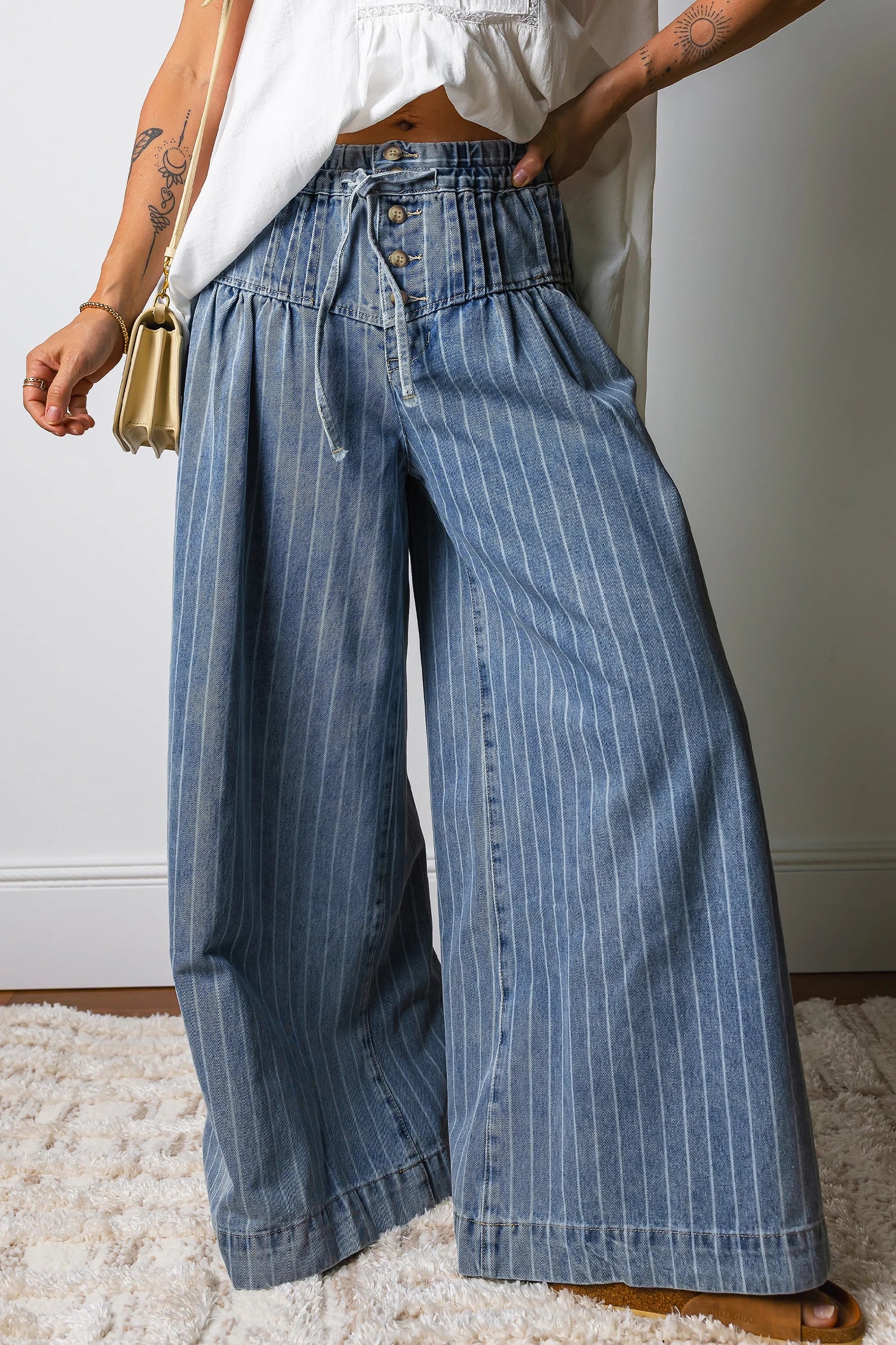 Pinstripe Wide Leg Pants