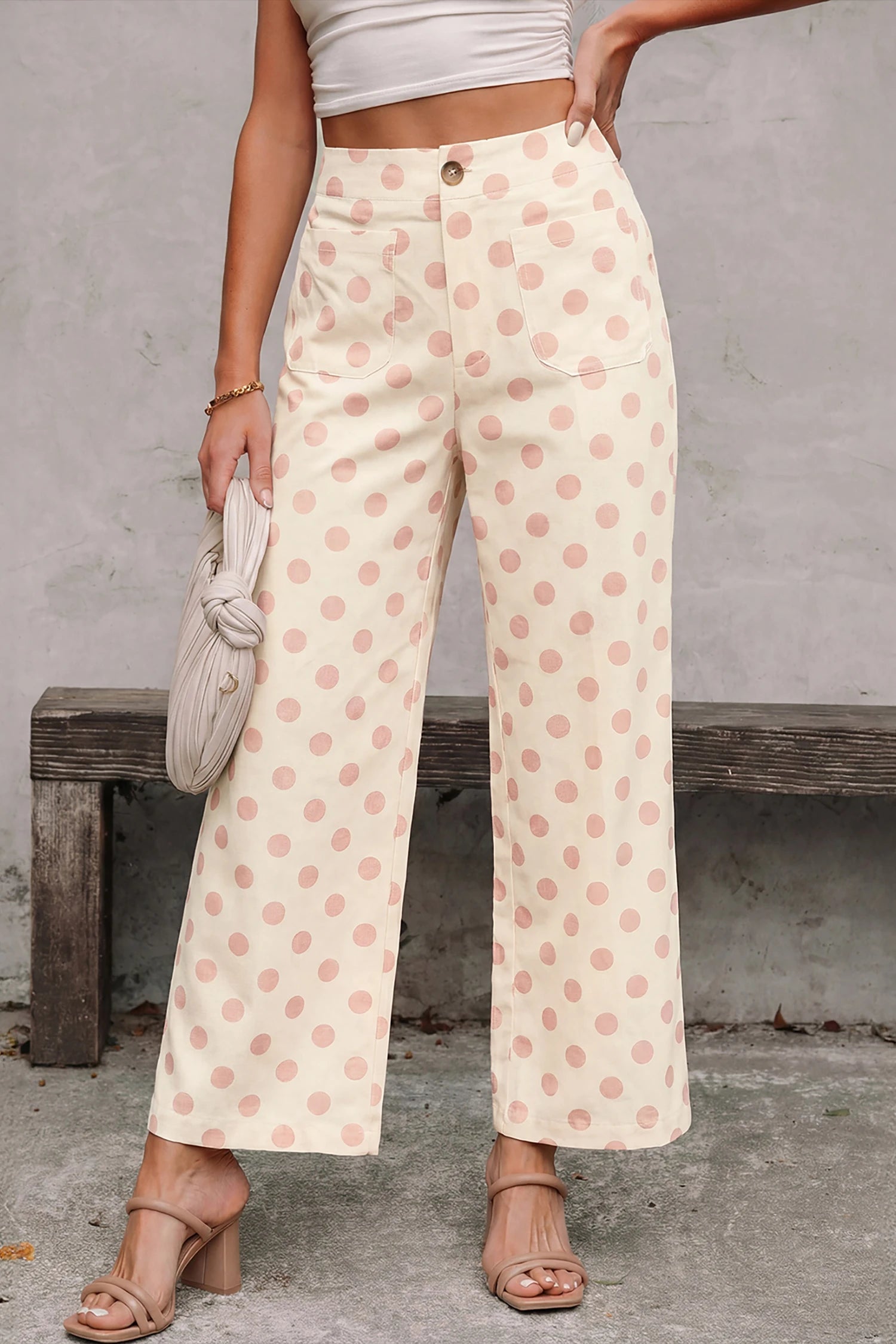 Beige Polka Dot Pants