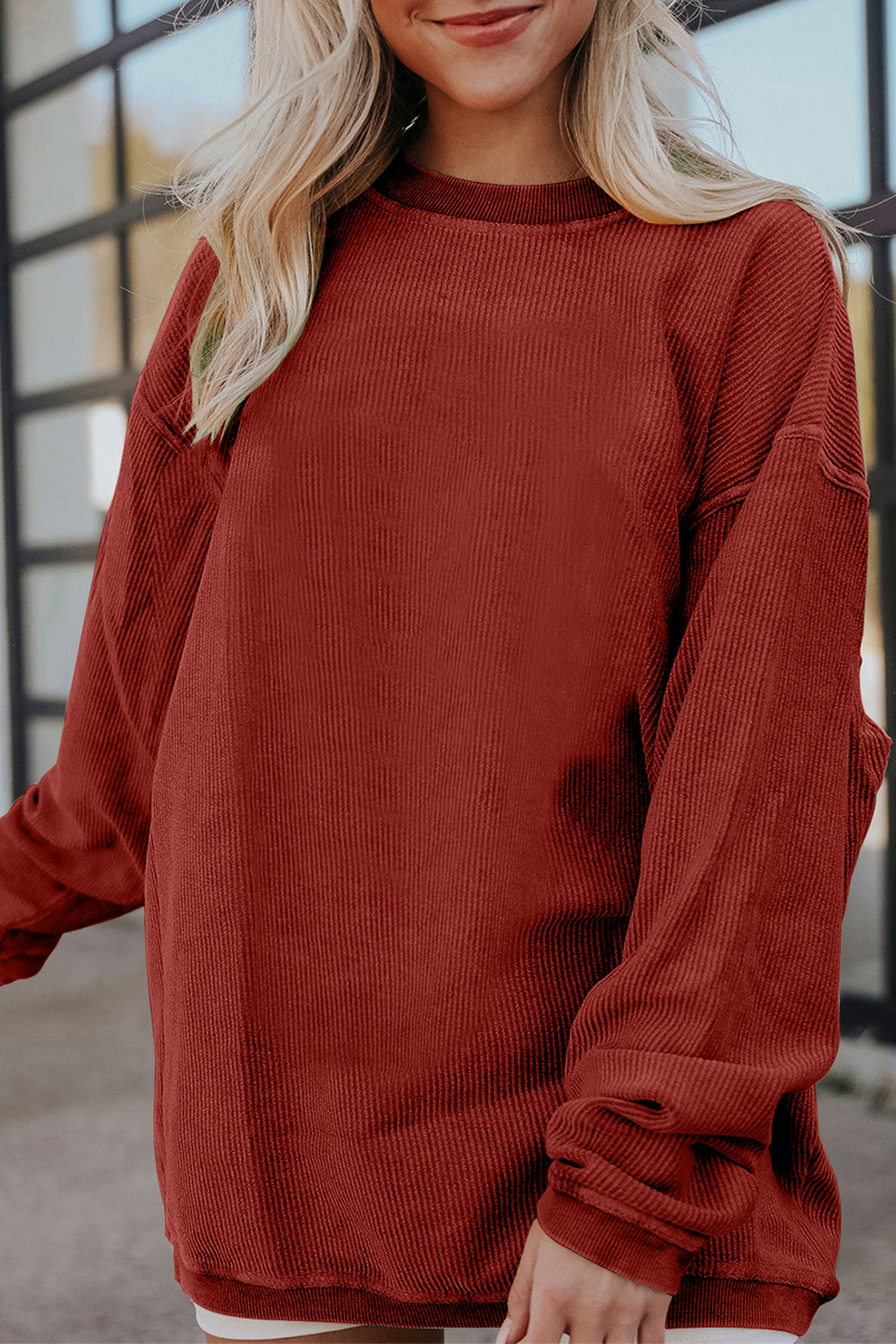 Racing Red Ribbed Pullover