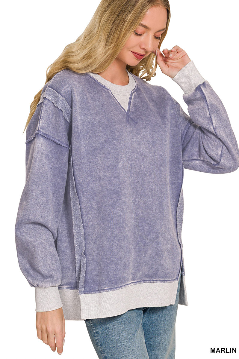 Fleece Acid Wash Pullover