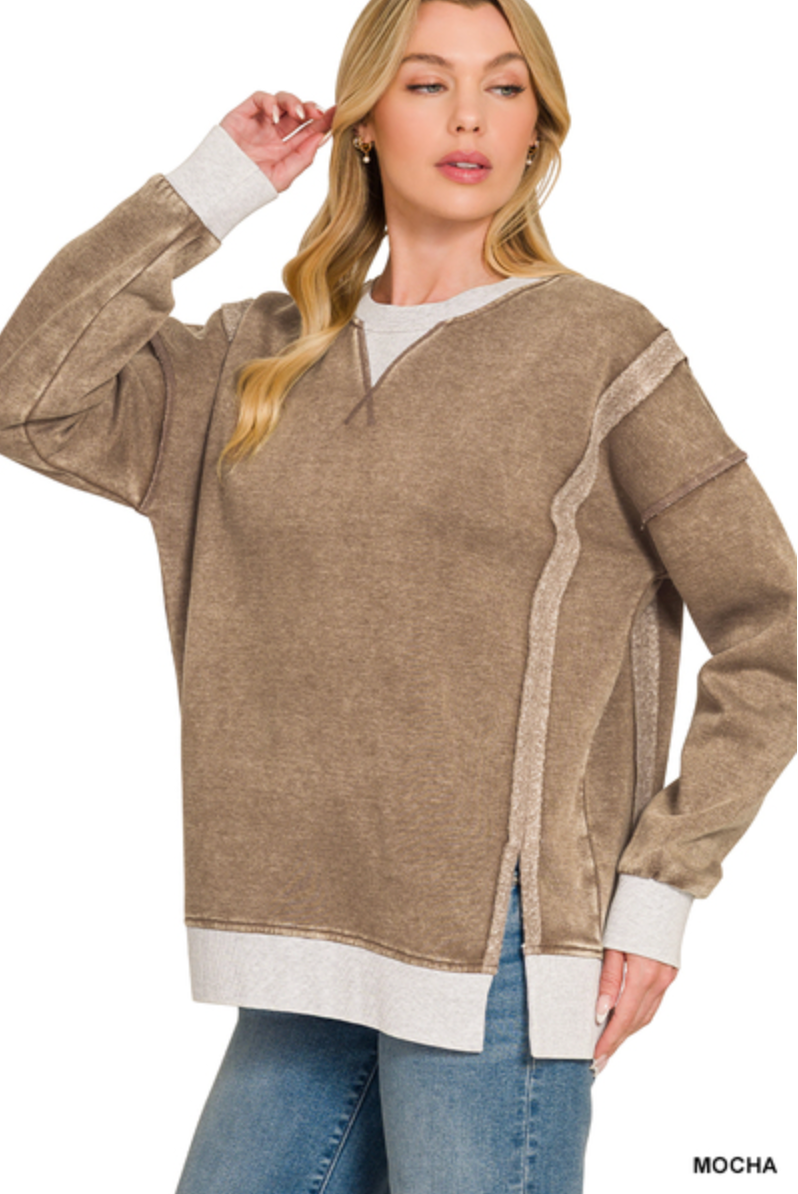 Fleece Acid Wash Pullover