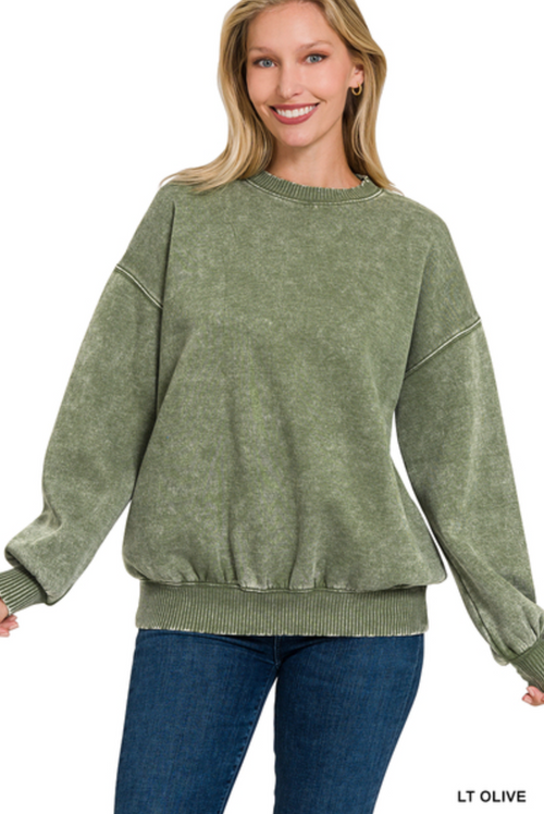 Acid Wash Fleece Sweatshirt