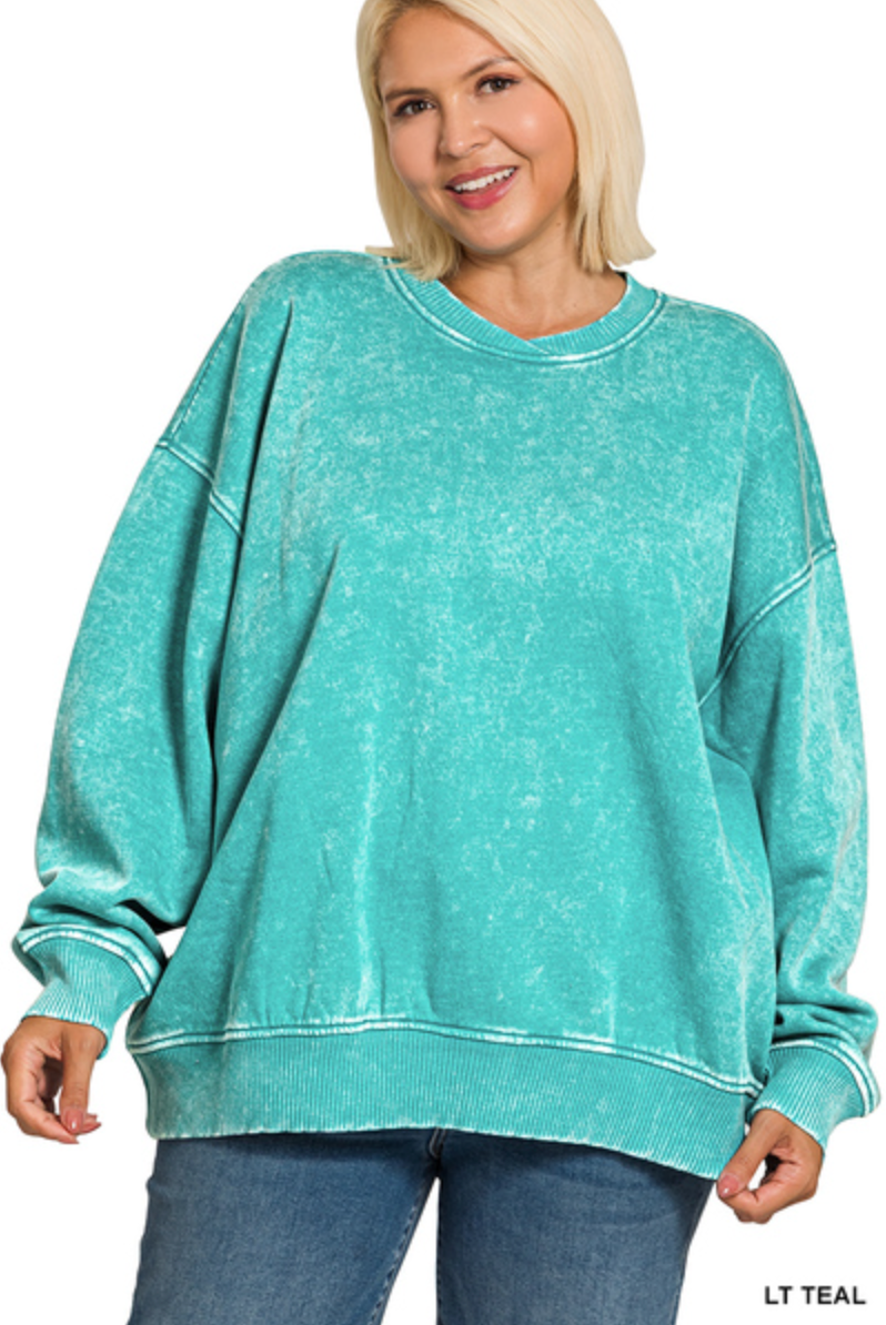 Acid Wash Oversized Pullover