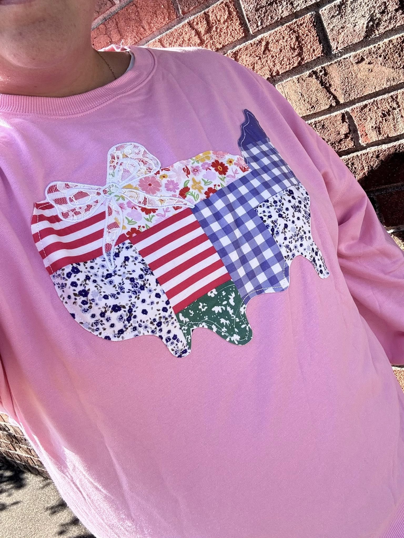 Pink Applique USA Map SS