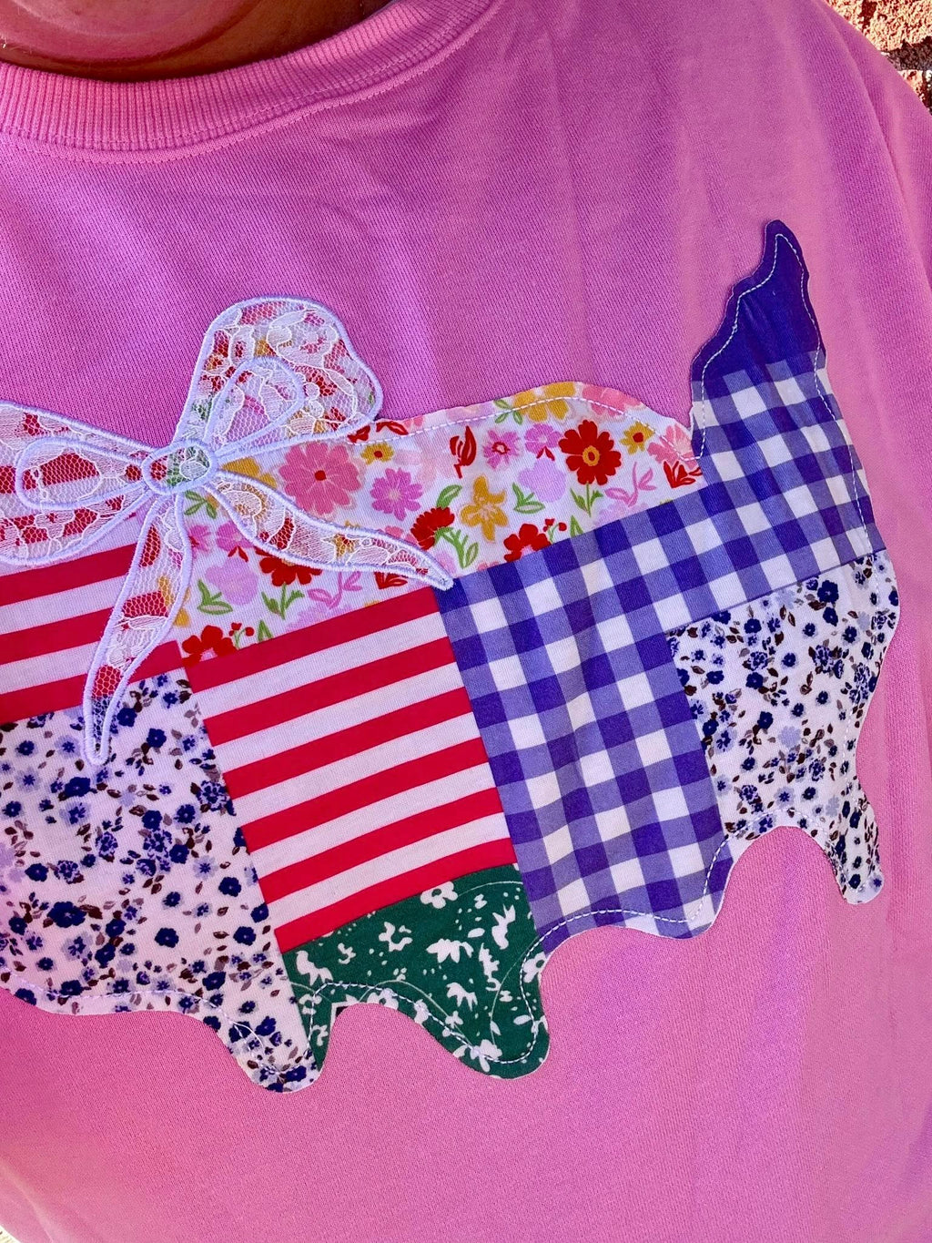 Pink Applique USA Map SS