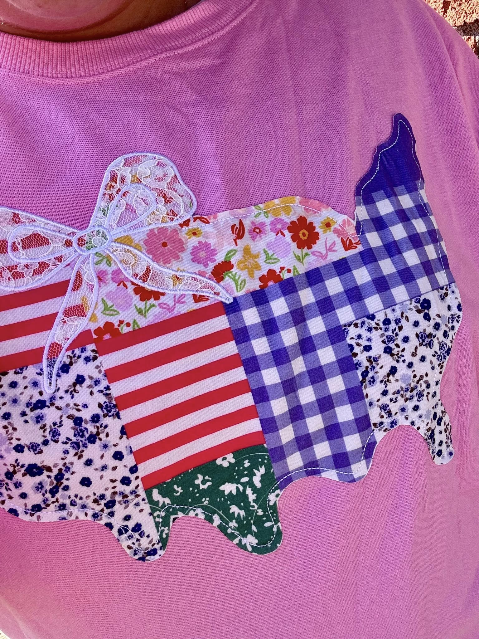 Pink Applique USA Map SS