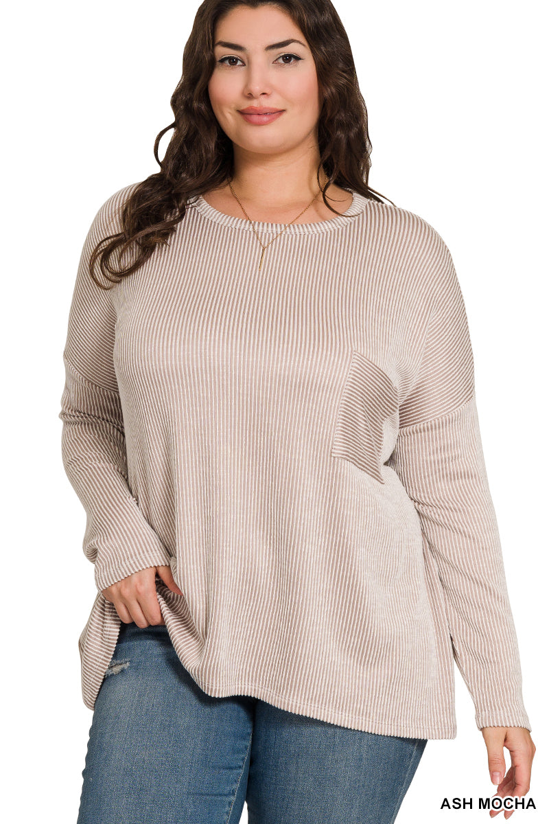 Ribbed Oversized Top Ash Mocha