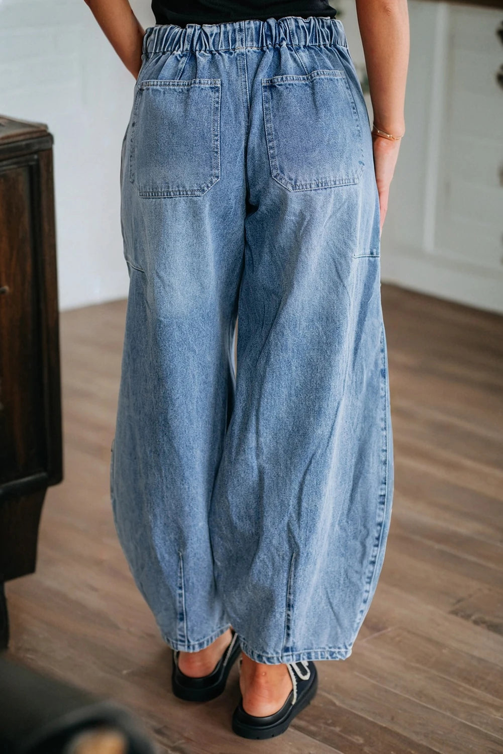 Light Wash Drawstring Barrel Jeans