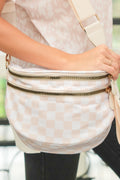Beige Checkered Sling Bag