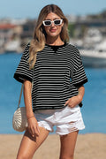 Black Striped Slouchy Top