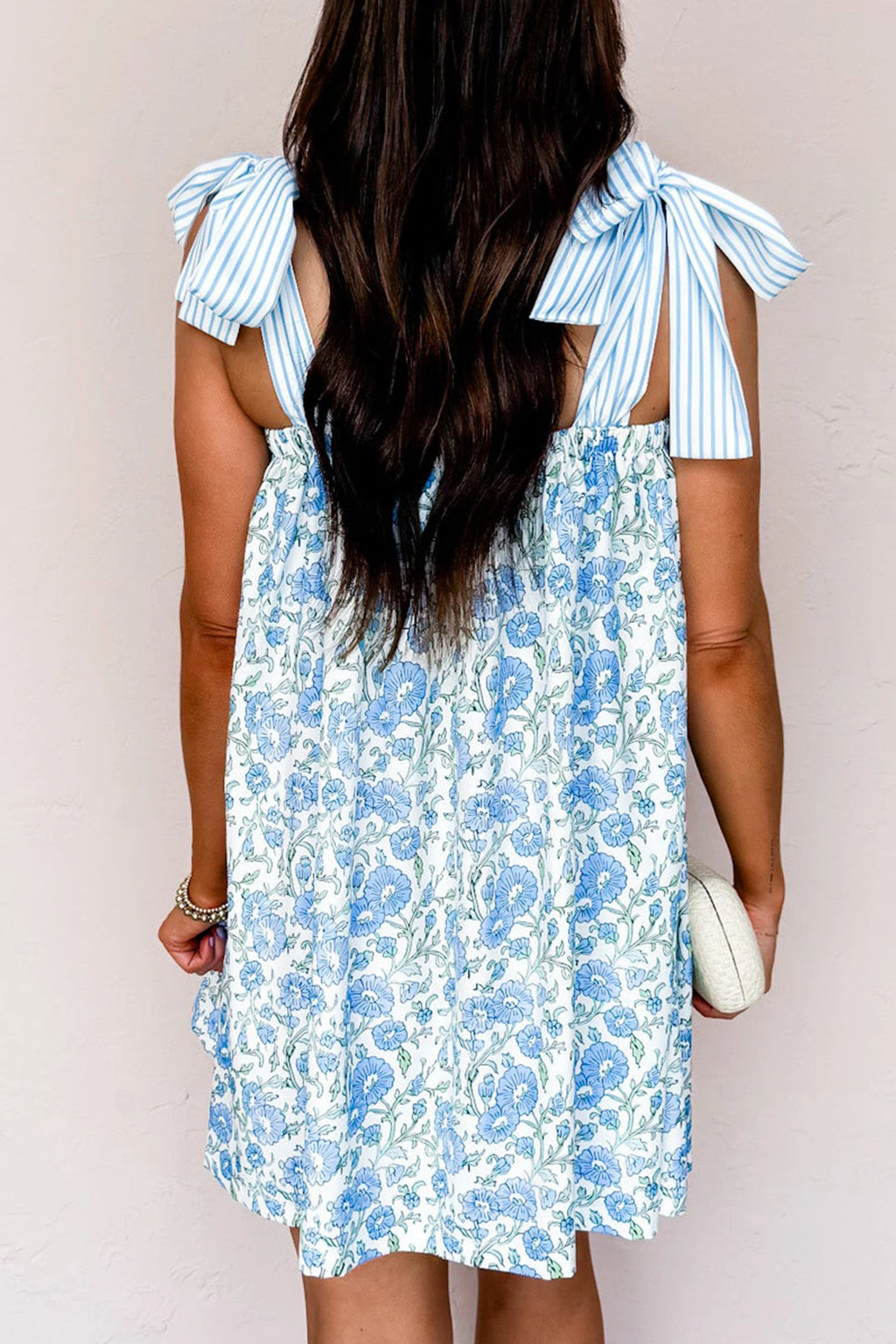 Floral Print Bow Knot Straps Mini Dress