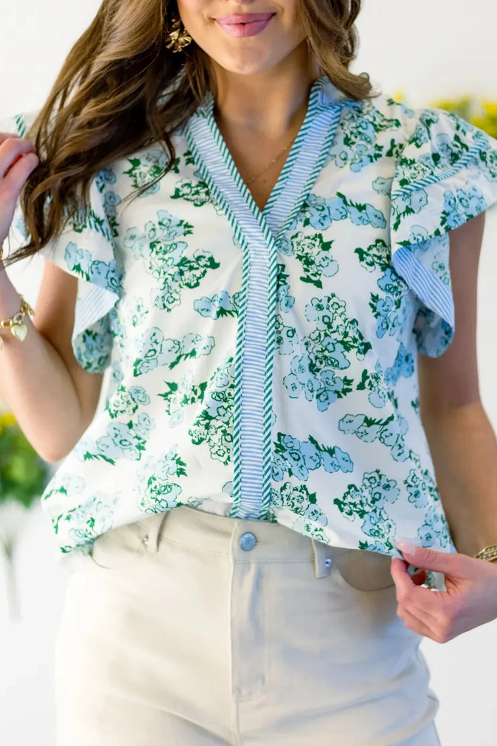 Blue/Green Floral Blouse