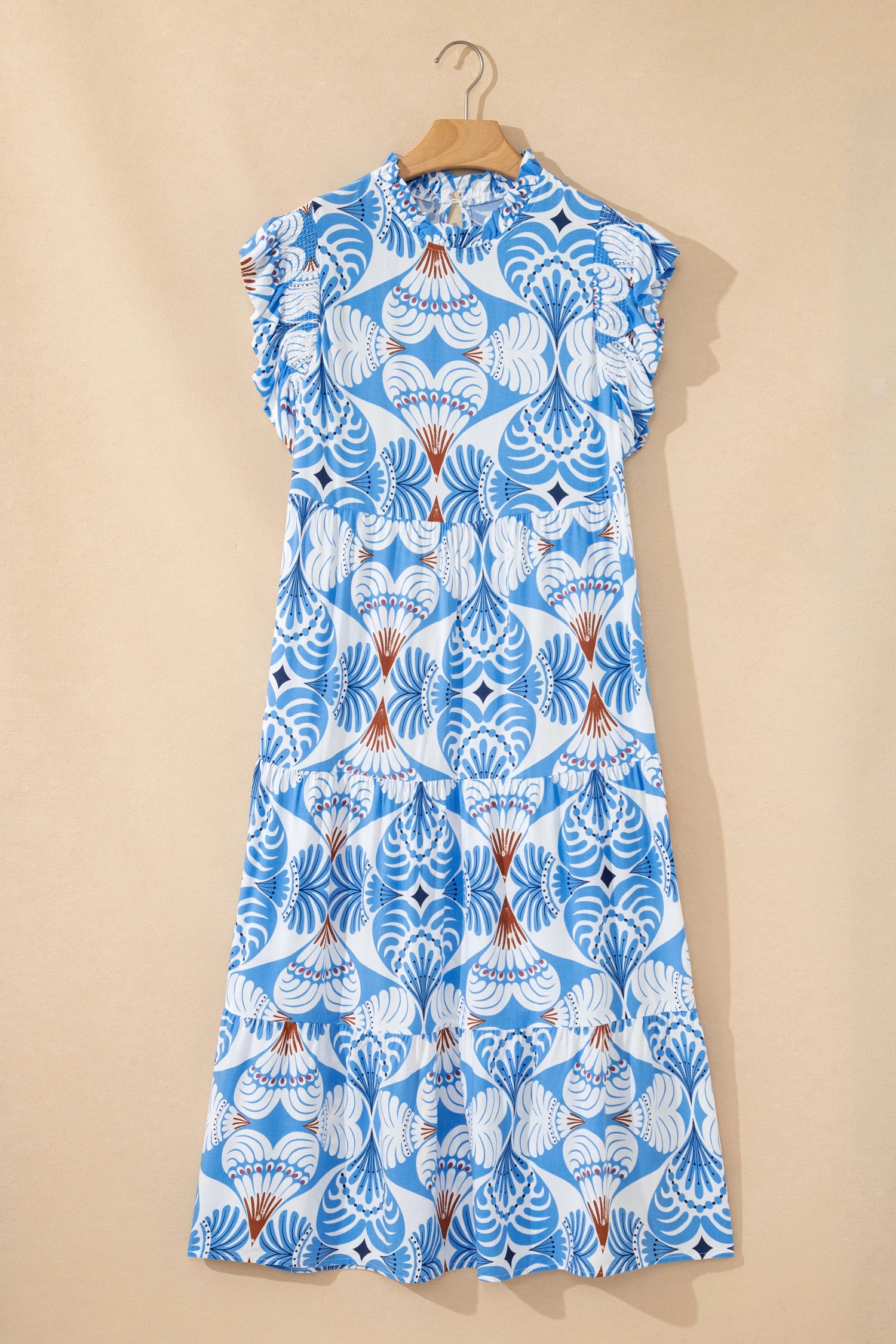 Sky Blue Botanical Midi Dress