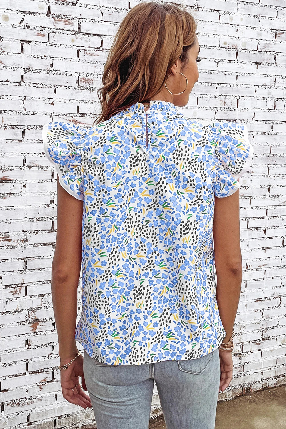 Sky Blue Floral Dalmatian Blouse