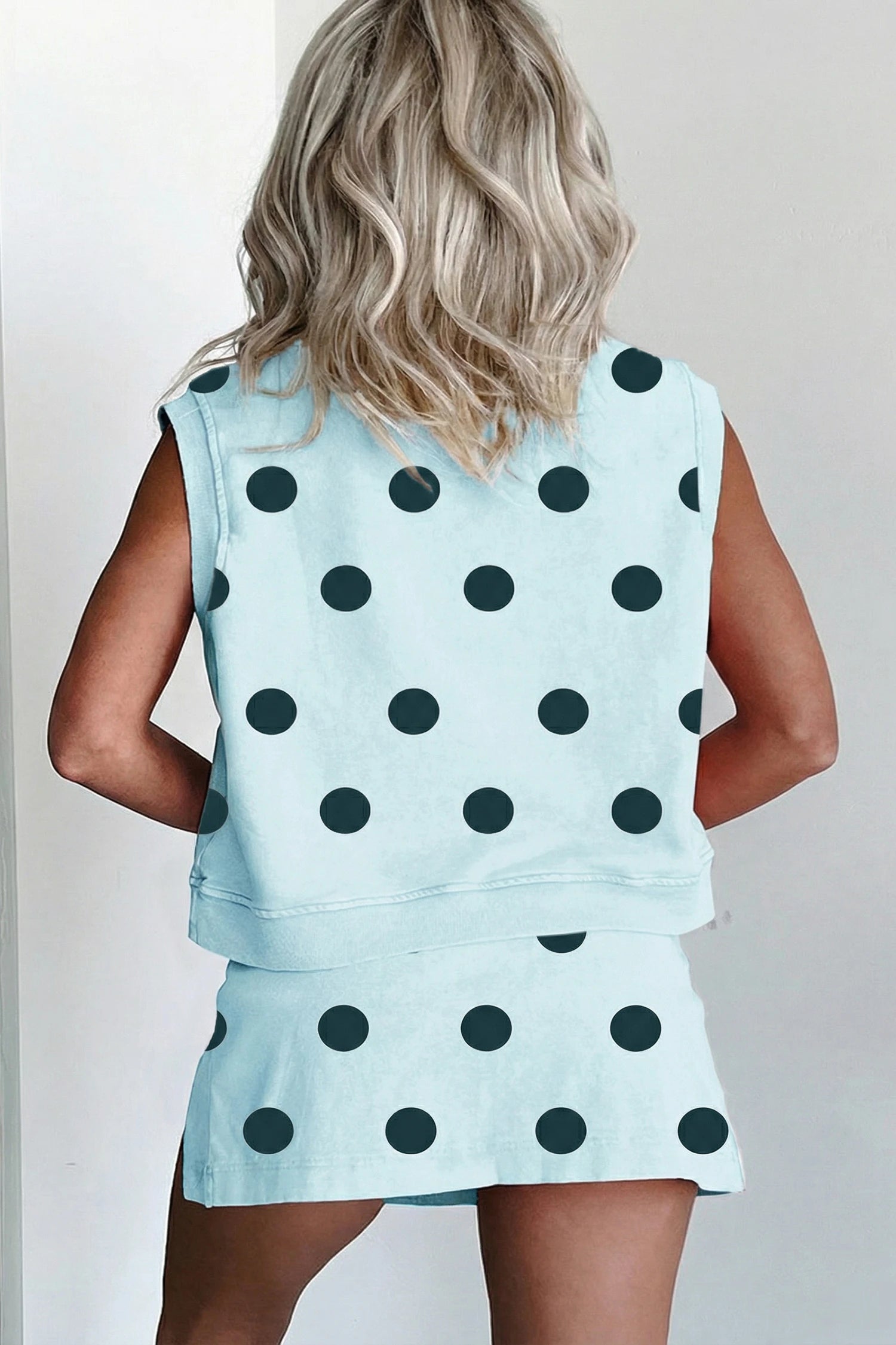 Blue Polka Dot Skort Set