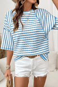 Blue Scallop Striped Top
