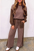 Brown Checkered Pant Set
