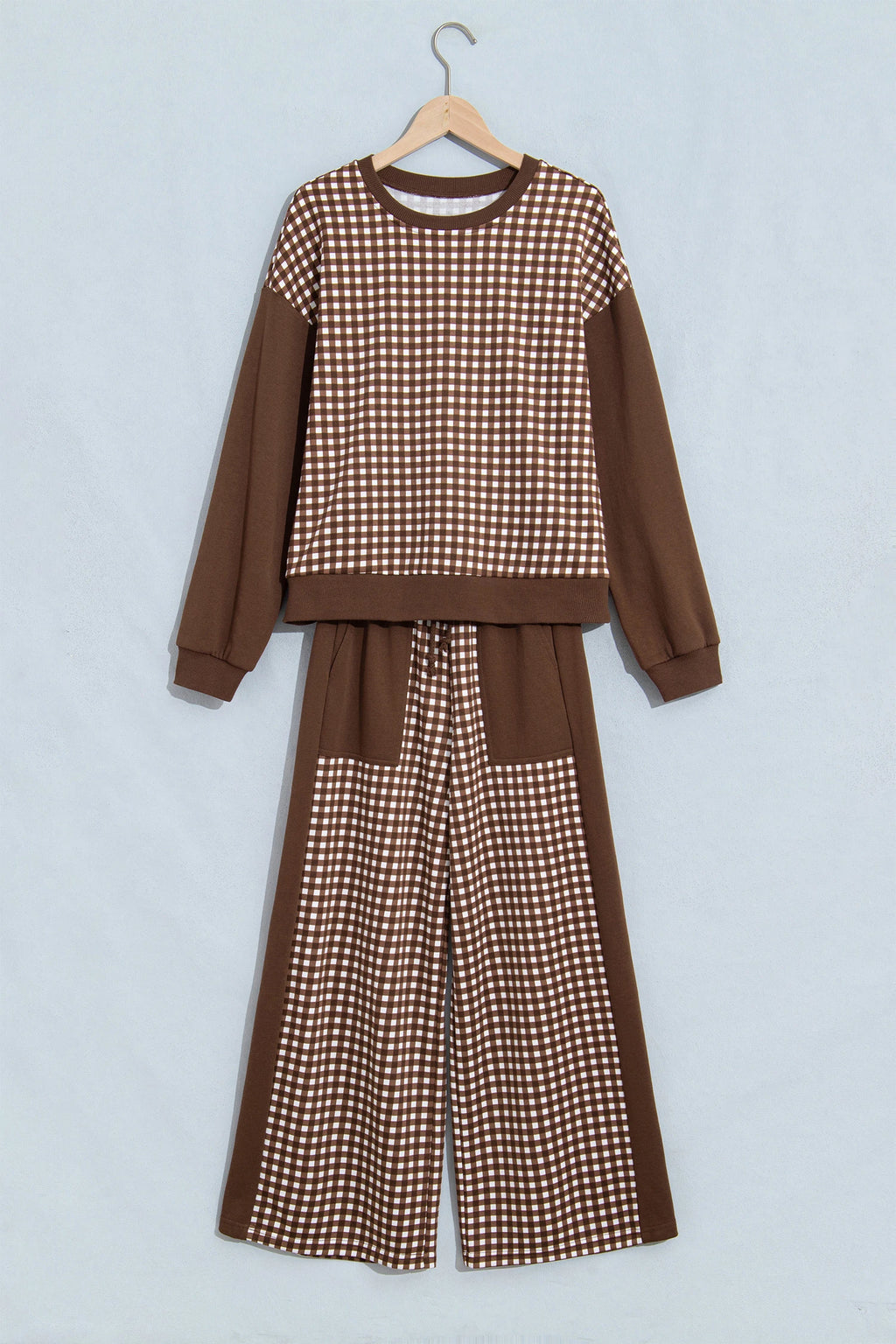Brown Checkered Pant Set