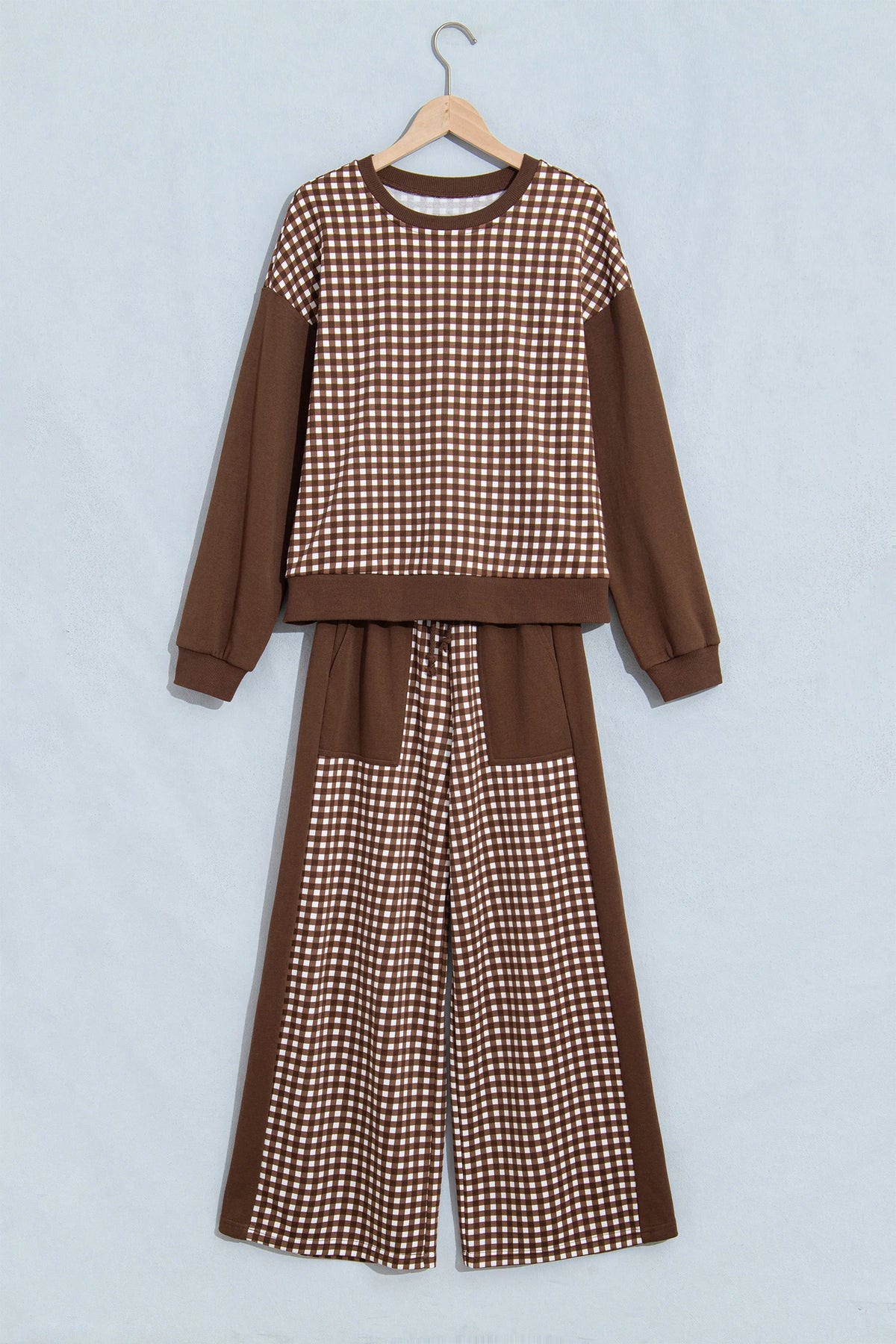 Brown Checkered Pant Set