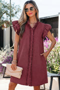 Burgundy Button Up Dress