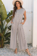 Khaki Checkered Jumpsuit
