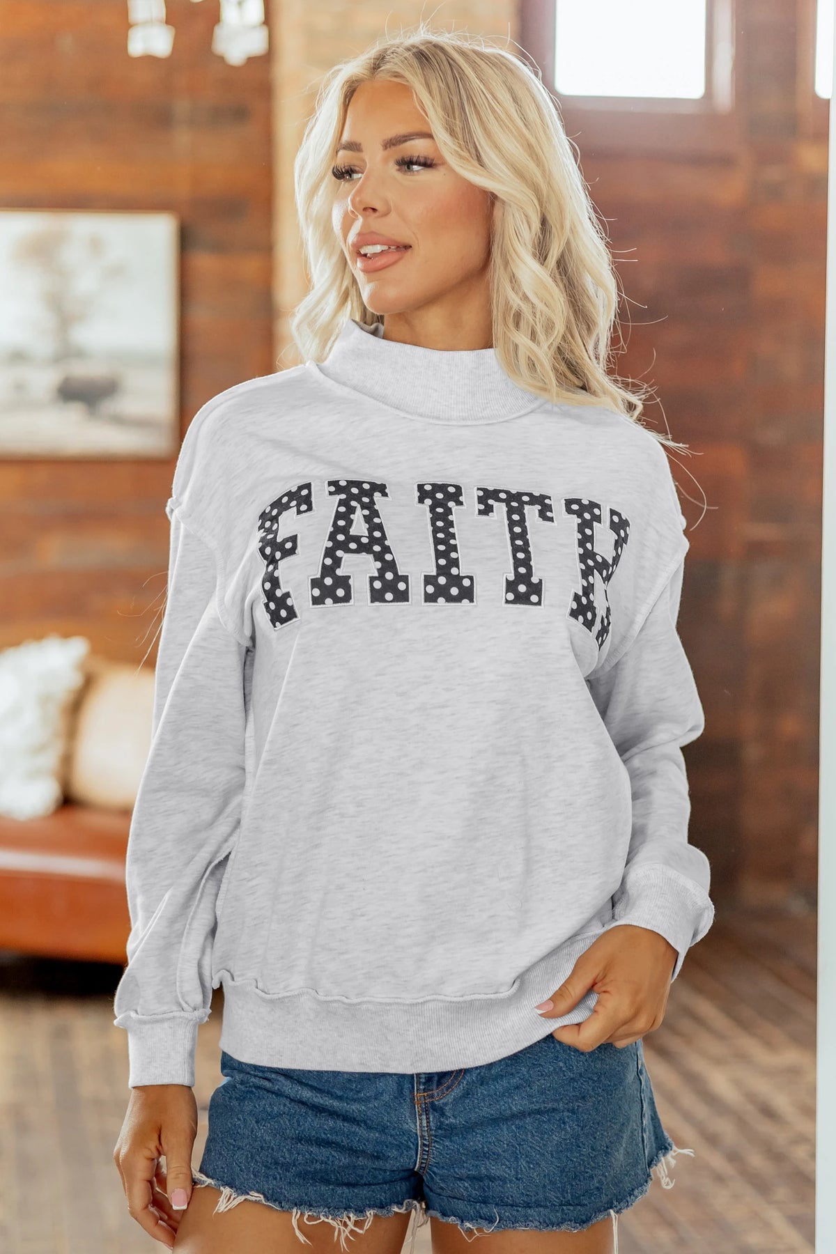 Embroidered Faith Mockneck