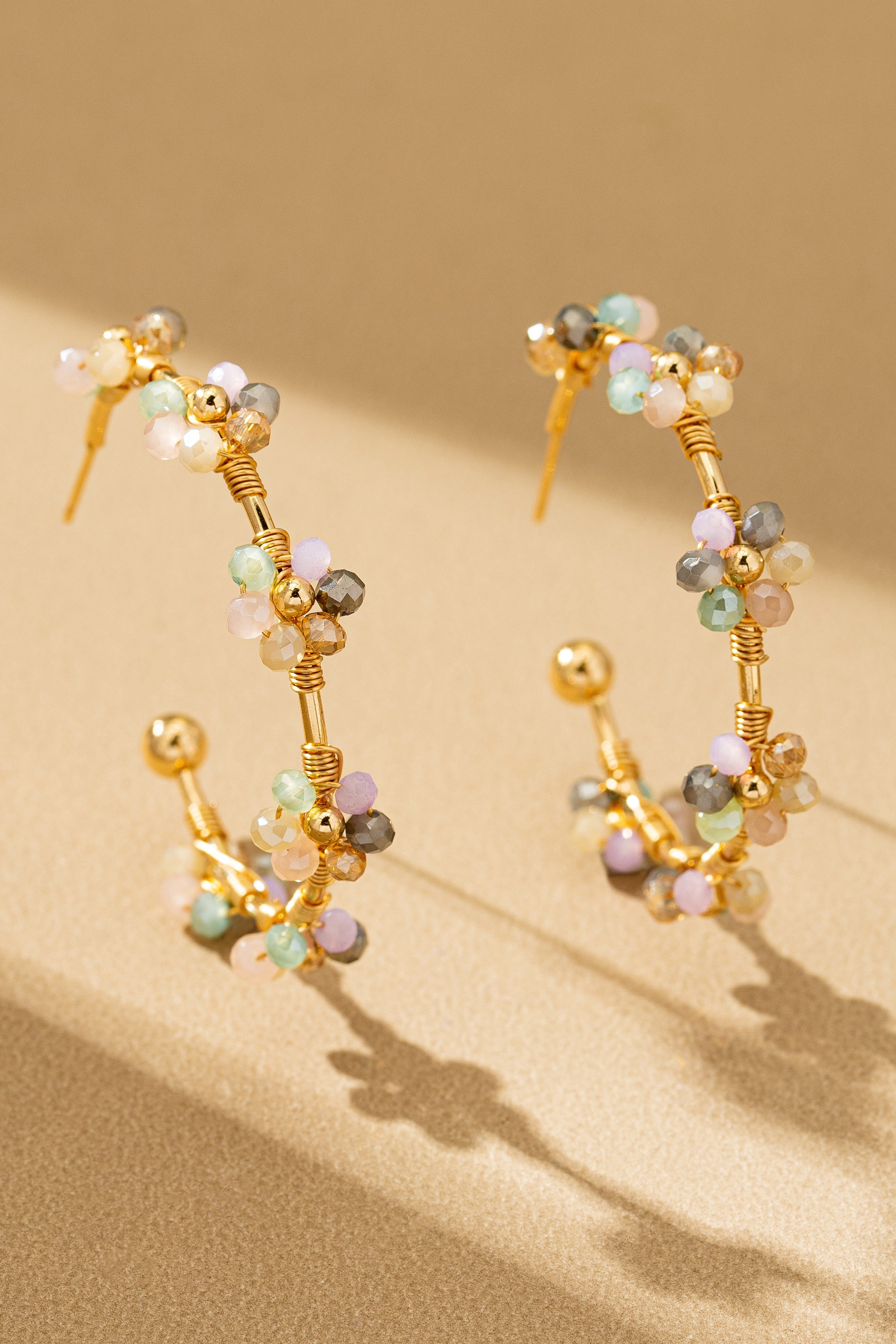 BloomPop Beaded Flower Hoop Earrings