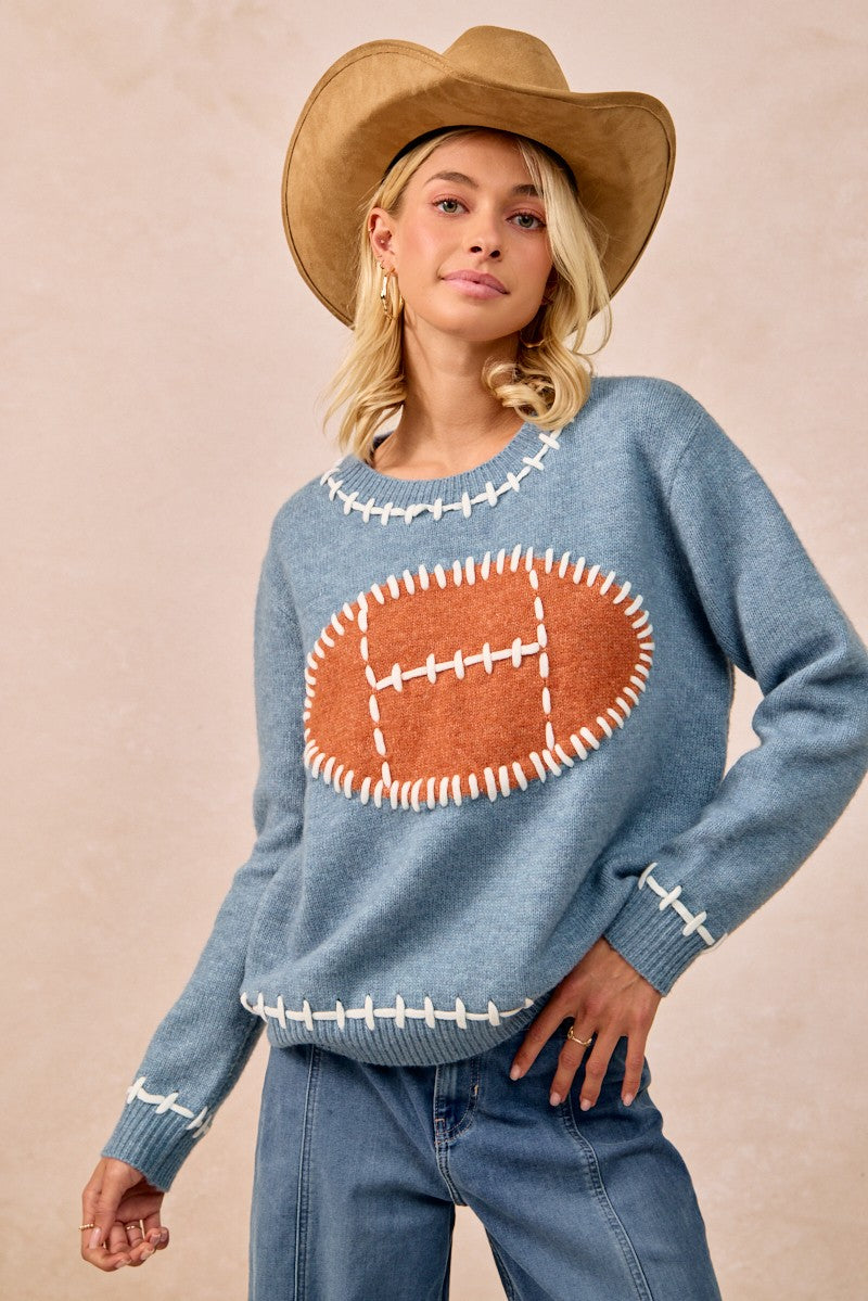 Stitch Knit Football Sweater