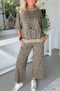 Khaki Leopard Relaxed Pant Set