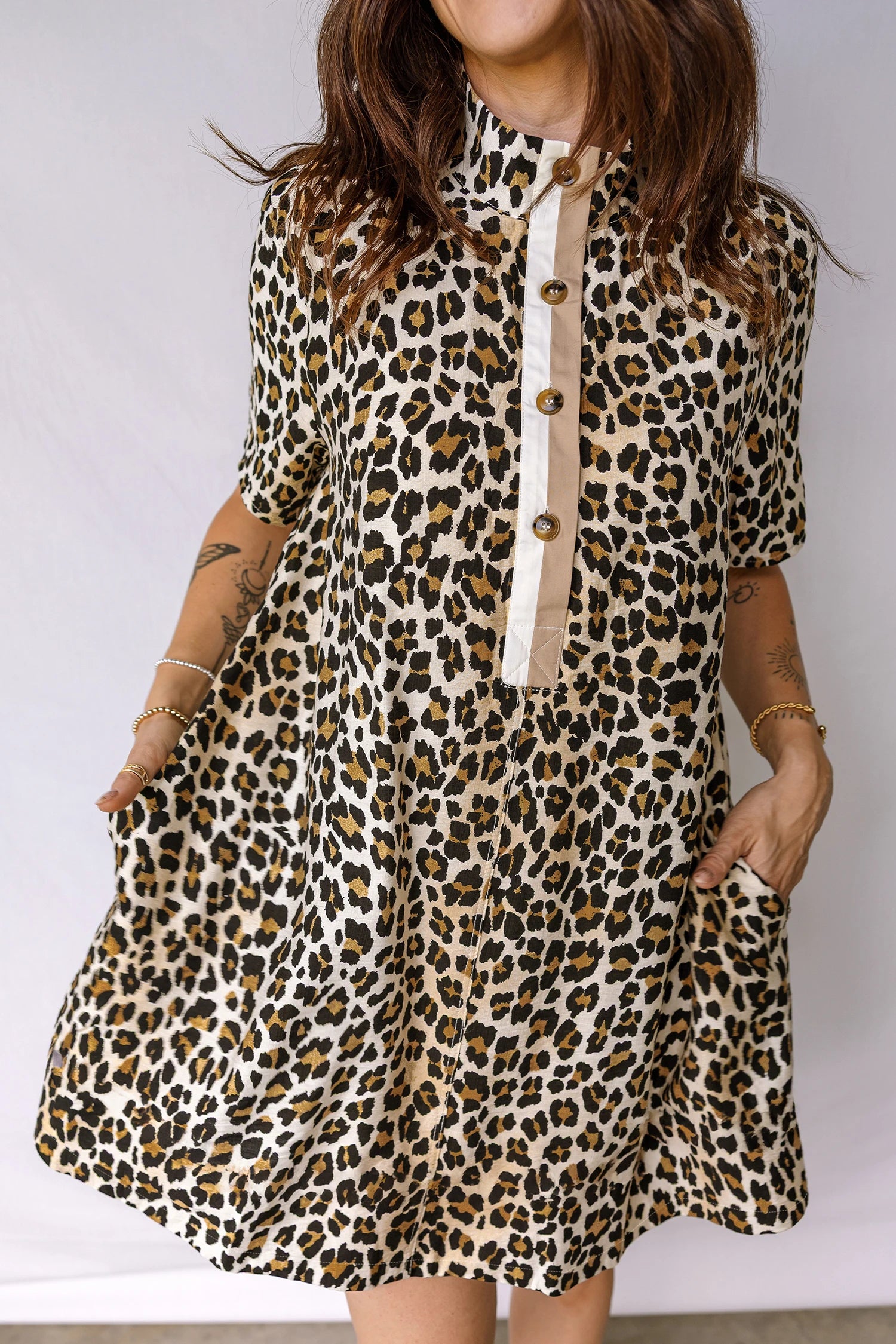 Leopard Button Up Mini Dress