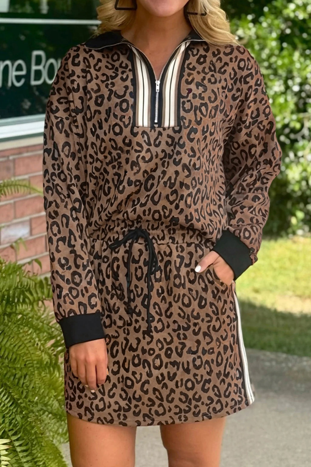 Brown Leopard Skirt Set