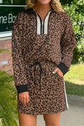 Brown Leopard Skirt Set