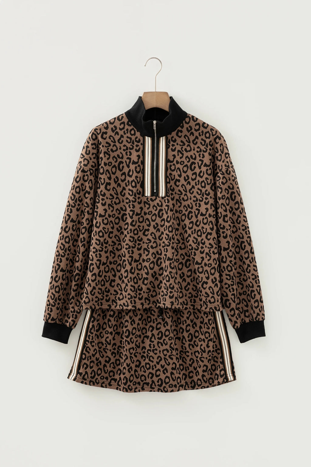Brown Leopard Skirt Set