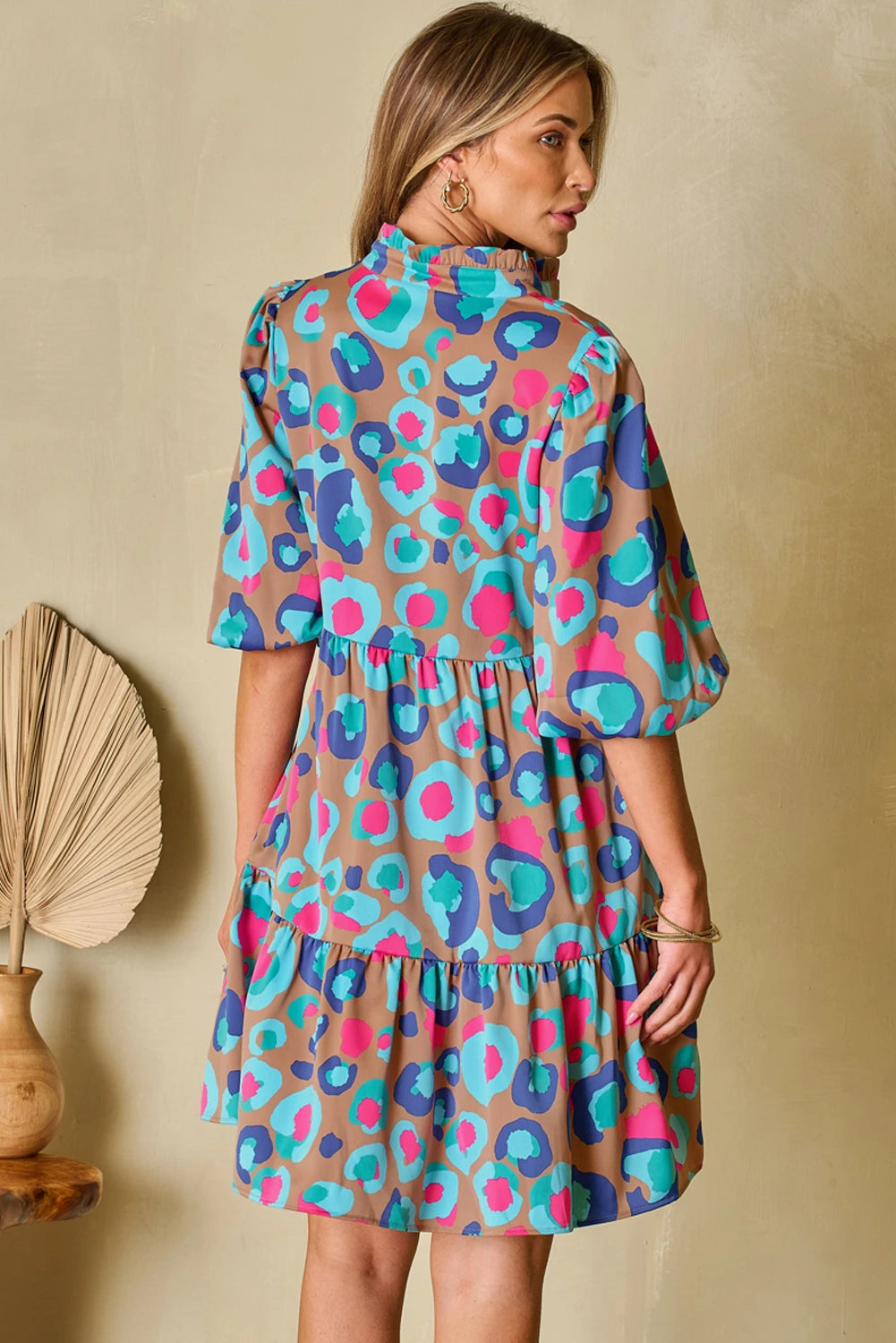 Multicolor Leopard Ruffle Dress
