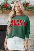 Embroidered Merry Ribbed Top