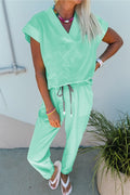 Mint V-Neck Tee & Jogger Set