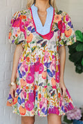 Multicolor Floral Striped Dress