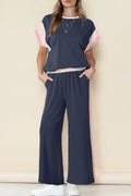 Navy Contrast Relaxed Set